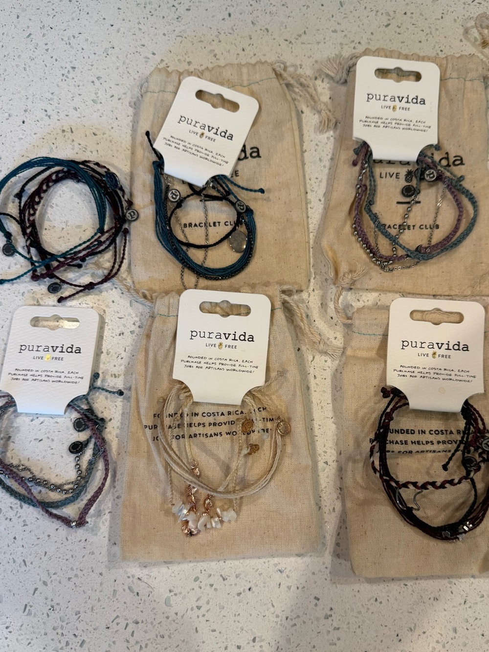 Pura Vida Mixed Cord Bracelet Sets in Teal, Cream, Purple & Brown